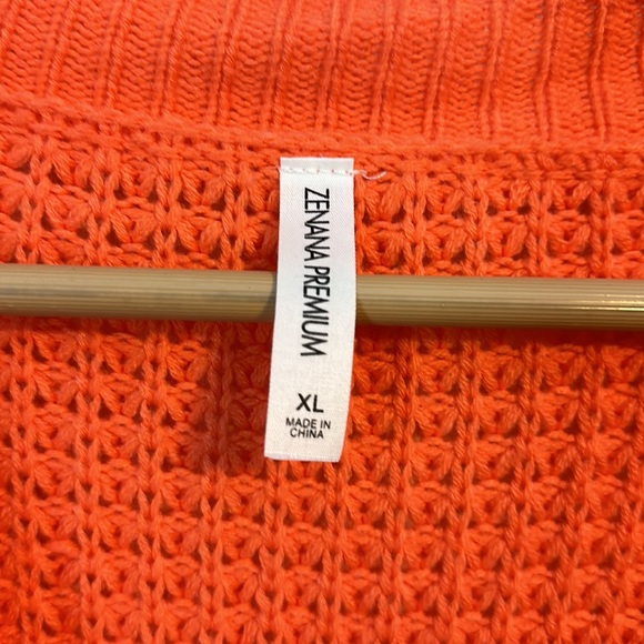 Zenana Premium Orange Waffle Style Cardigan - Picture 2 of 7